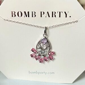 Bomb Party RBP3123 The Wildflower Pendant Pink Tourmaline on Sterling Necklace